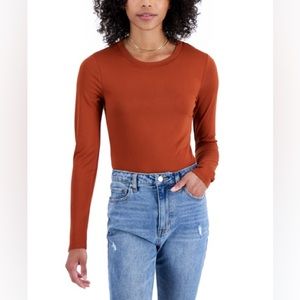 (S|L:NWT) $24|Just Polly Junior's Crewneck Long-Sleeve Bodysuit, Cinnamon Stick
